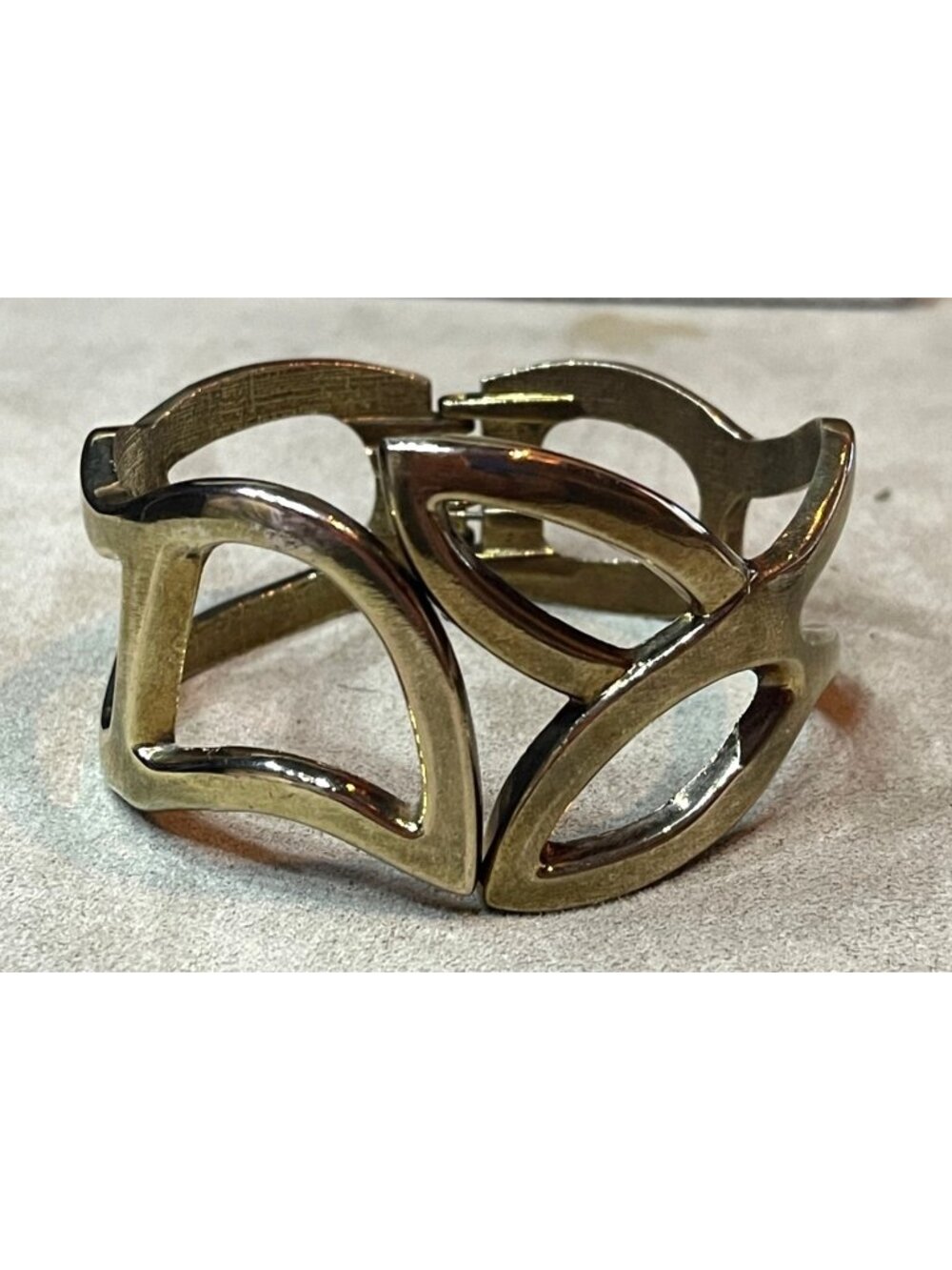 Vintage Y2K Express Open Geometric Cutwork Hinged Statement Cuff Bracelet Brushe